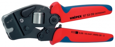 Self-Adjusting Crimping Pliers for wire ferrules with front loading with multi-component grips burnished 190 mm 