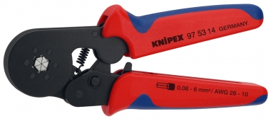 Self-Adjusting Crimping Pliers for wire ferrules with lateral access with multi-component grips burnished 180 mm 