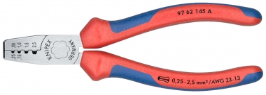 Crimping Pliers for wire ferrules with multi-component grips 145 mm 