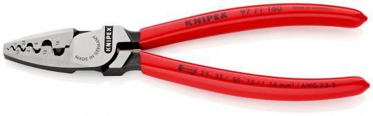 Crimping Pliers for wire ferrules plastic coated 180 mm 