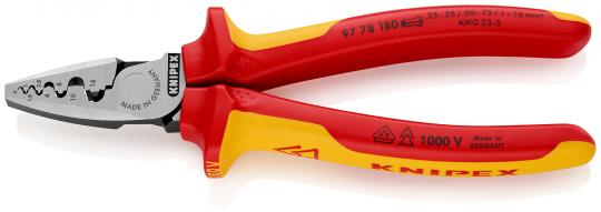 Crimping Pliers for wire ferrules insulated with multi-component grips, VDE-tested 180 mm 