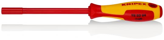 Steckschlüssel mit Schraubendreher-Griff isolierender Mehrkomponenten-Griff, VDE-geprüft brüniert 230 mm KNIPEX980304