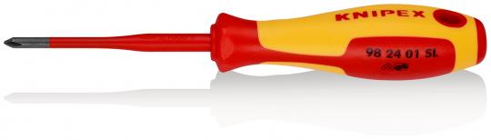 Screwdriver (Slim) for cross-recessed screws Phillips® insulating multi-component handle, VDE-tested burnished 187 mm 
