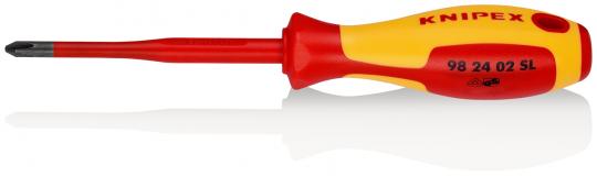 Screwdriver (Slim) for cross-recessed screws Phillips® insulating multi-component handle, VDE-tested burnished 212 mm 