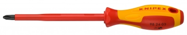 Screwdriver for cross recessed screws Phillips® insulating multi-component handle, VDE-tested burnished 212 mm 