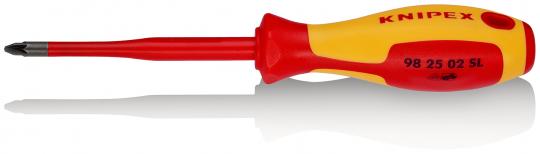 Schraubendreher (Slim) für Kreuzschlitzschrauben Pozidriv® isolierender Mehrkomponenten-Griff, VDE-geprüft brüniert 212 mm KNIPEX982502SL