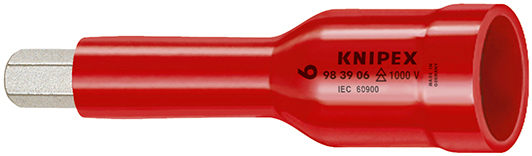 Vasos hexagonales, para tornillos con hexágono interior con cuadradillo 3/8" 75 mm KNIPEX983908