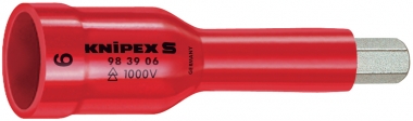 Vasos hexagonales, para tornillos con hexágono interior con cuadradillo 3/8" 75 mm KNIPEX983906