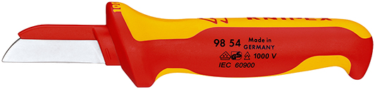 Cuchillo para cable mango aislante en dos componentes, según norma VDE 190 mm 