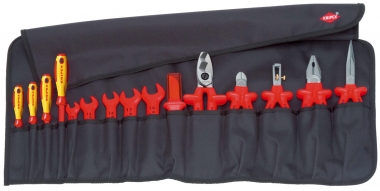 Werkzeug-Rolltasche 15-teilig mit isolierten Werkzeugen für Arbeiten an elektrischen Anlagen 