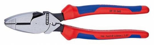 Lineman's Pliers American style with multi-component grips black atramentized 240 mm 
