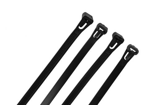 Cable ties reusable HPER, black, 200 x 7.5 mm, extra wide thumb grip, 100 pcs. 