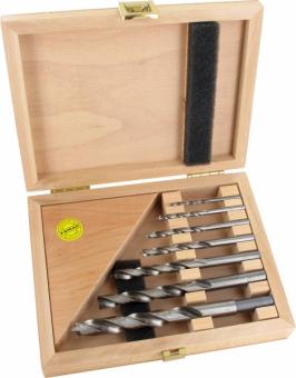 Brad Point Drill Bit, HSS, 7 pcs. Set in wooden case Ø 3, 4, 5, 6, 8, 10, 12 mm 