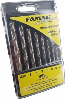 Holzspiralbohrersatz HSS, 8-teilig Ø 3, 4, 5, 6, 7, 8, 9, 10 mm 