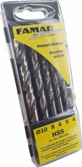 Brad Point Drill Bit, HSS, 5 pcs. Set  in plastic box Ø 4, 5, 6, 8, 10 mm 