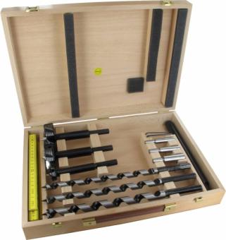 Bormax® 2.0 Prima, Long Version (Special Counterbore), Ø Set of 9 pcs with depth stop in wooden case, 1614 Ø 50, 60, 70 mm. 1619 Ø 14, 18, 22 mm and MK2 fix adapter mm 