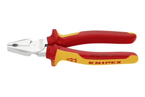 High Leverage Combination Pliers insulated with multi-component grips, VDE-tested chrome plated 225 mm 