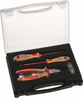 Werkzeugbox VDE, 5-teilig, Seitenschneider + Schraubendreher + E-Detector 