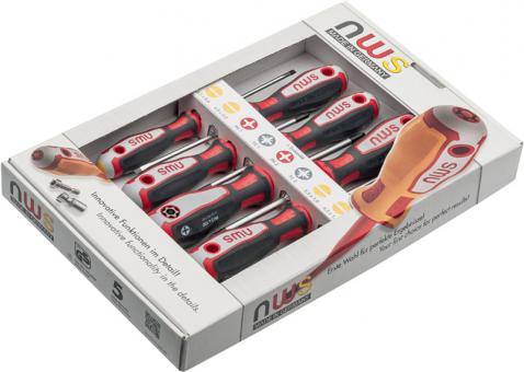 NWS 094-9 Screwdriver set for mechanics, 9 pieces, 4x slot, 2xPH, 2xPZ, 1x system bit 