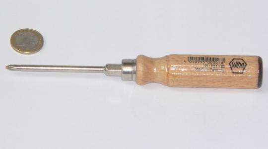 Phillips-Schraubendreher mit Holzgriff und Lederkappe, PH1x80 