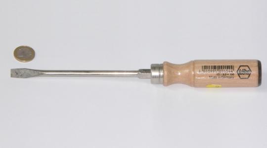 Schlitz-Schraubendreher mit Holzgriff, Lederkappe, 9x150 